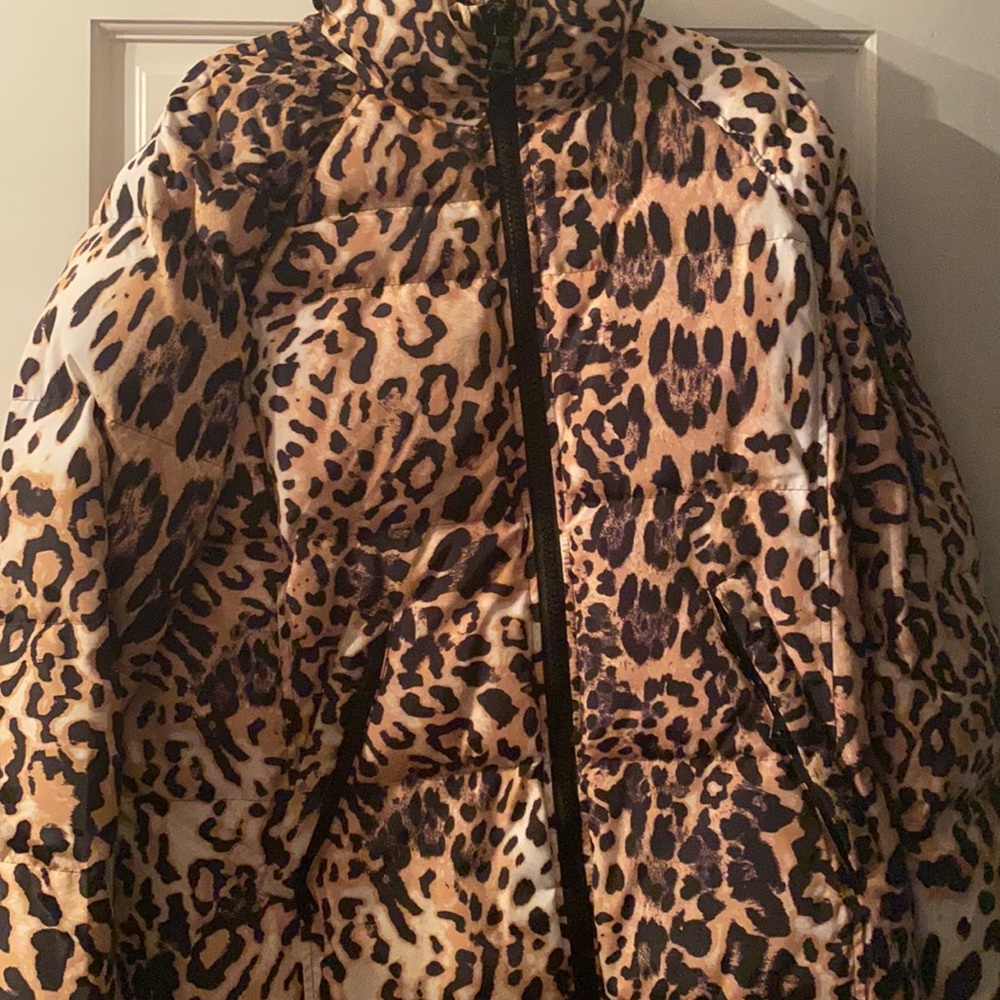 Express Leopard Print Puffer Jacket - image 2
